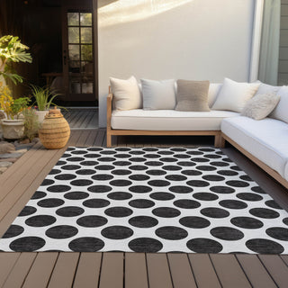 Piper Looms Chantille Circles ACN980 Black Machine Washable Area Rug Outdoor Lifestyle Image Feature