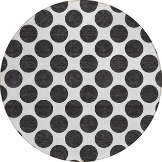 Piper Looms Chantille Circles ACN980 Black Machine Washable Area Rug Round Main Image