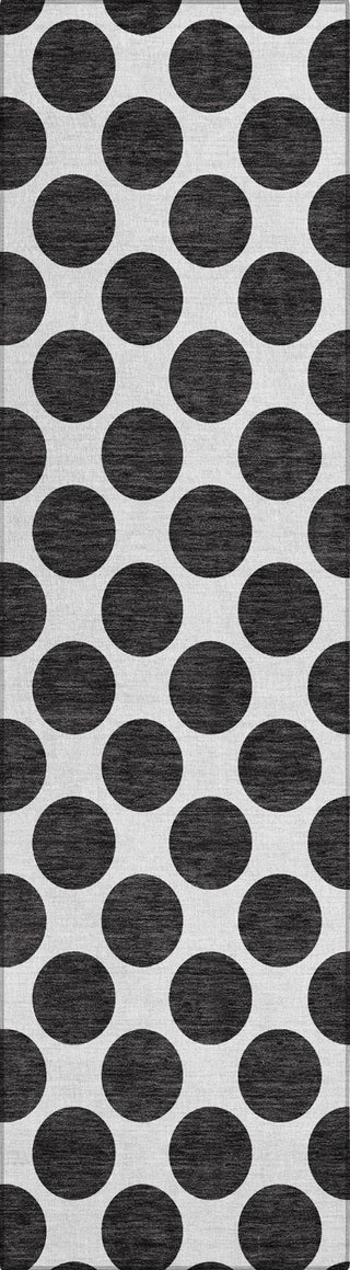 Piper Looms Chantille Circles ACN980 Black Machine Washable Area Rug Runner Main Image