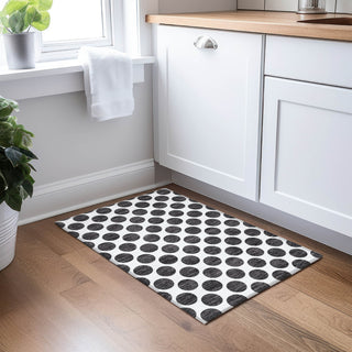 Piper Looms Chantille Circles ACN980 Black Machine Washable Area Rug Scatter Lifestyle Image Feature