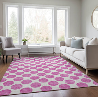 Piper Looms Chantille Circles ACN980 Blush Machine Washable Area Rug Lifestyle Image Feature