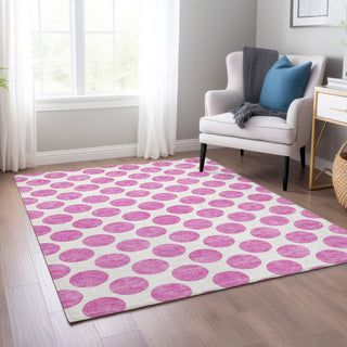 Piper Looms Chantille Circles ACN980 Blush Machine Washable Area Rug Lifestyle Image Feature