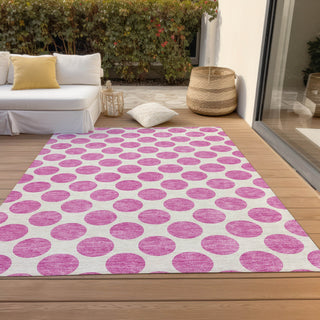 Piper Looms Chantille Circles ACN980 Blush Machine Washable Area Rug Outdoor Lifestyle Image Feature