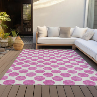 Piper Looms Chantille Circles ACN980 Blush Machine Washable Area Rug Outdoor Lifestyle Image Feature