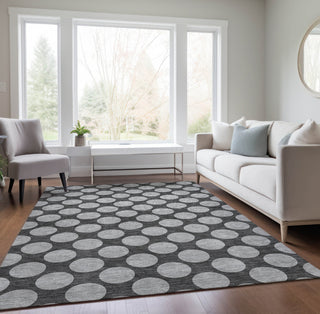 Piper Looms Chantille Circles ACN980 Charcoal Machine Washable Area Rug Lifestyle Image Feature