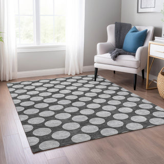 Piper Looms Chantille Circles ACN980 Charcoal Machine Washable Area Rug Lifestyle Image Feature