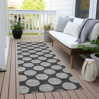 Piper Looms Chantille Circles ACN980 Charcoal Machine Washable Area Rug Runner Outdoor Lifestyle Image Feature