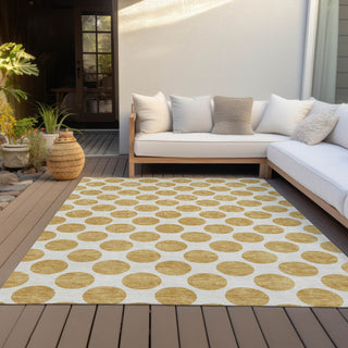 Piper Looms Chantille Circles ACN980 Gold Machine Washable Area Rug Outdoor Lifestyle Image Feature