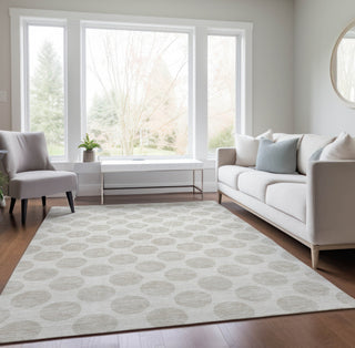Piper Looms Chantille Circles ACN980 Ivory Machine Washable Area Rug Lifestyle Image Feature