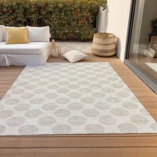 Piper Looms Chantille Circles ACN980 Ivory Machine Washable Area Rug Outdoor Lifestyle Image Feature