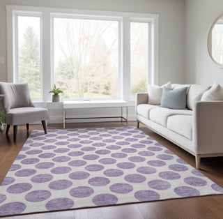 Piper Looms Chantille Circles ACN980 Lavender Machine Washable Area Rug Lifestyle Image Feature