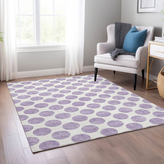 Piper Looms Chantille Circles ACN980 Lavender Machine Washable Area Rug Lifestyle Image Feature