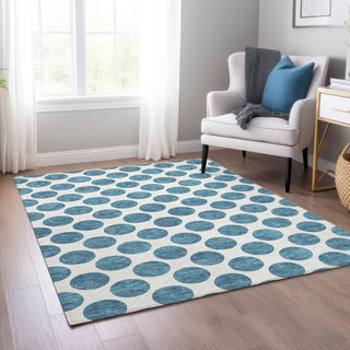 Piper Looms Chantille Circles ACN980 Teal Machine Washable Area Rug Lifestyle Image Feature