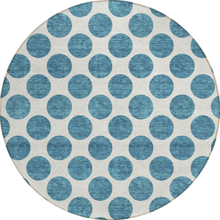 Piper Looms Chantille Circles ACN980 Teal Machine Washable Area Rug Round Main Image