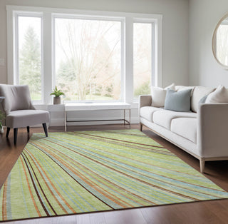 Piper Looms Chantille Stripes ACN981 Aloe Machine Washable Area Rug Lifestyle Image Feature