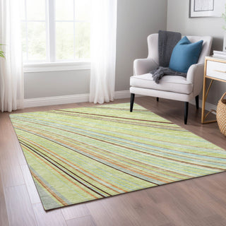 Piper Looms Chantille Stripes ACN981 Aloe Machine Washable Area Rug Lifestyle Image Feature