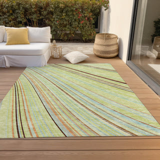 Piper Looms Chantille Stripes ACN981 Aloe Machine Washable Area Rug Outdoor Lifestyle Image Feature