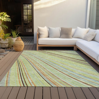Piper Looms Chantille Stripes ACN981 Aloe Machine Washable Area Rug Outdoor Lifestyle Image Feature