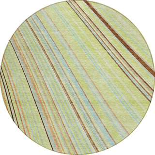 Piper Looms Chantille Stripes ACN981 Aloe Machine Washable Area Rug Round Main Image