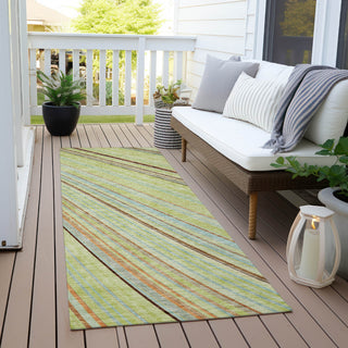 Piper Looms Chantille Stripes ACN981 Aloe Machine Washable Area Rug Runner Outdoor Lifestyle Image Feature
