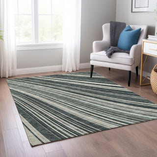 Piper Looms Chantille Stripes ACN981 Black Machine Washable Area Rug Lifestyle Image Feature