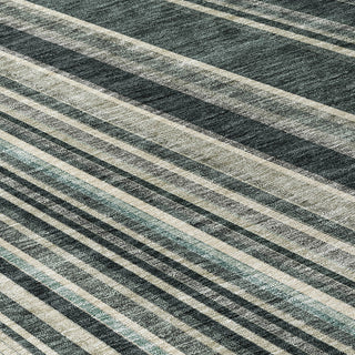 Piper Looms Chantille Stripes ACN981 Black Machine Washable Area Rug Swatch Image