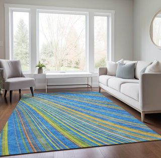 Piper Looms Chantille Stripes ACN981 Denim Machine Washable Area Rug Lifestyle Image Feature