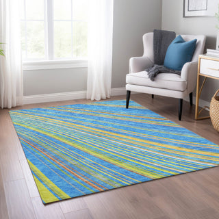 Piper Looms Chantille Stripes ACN981 Denim Machine Washable Area Rug Lifestyle Image Feature