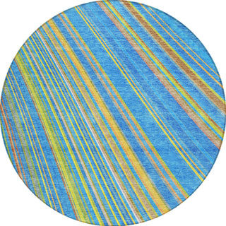 Piper Looms Chantille Stripes ACN981 Denim Machine Washable Area Rug Round Main Image