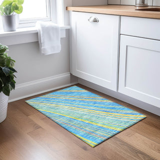 Piper Looms Chantille Stripes ACN981 Denim Machine Washable Area Rug Scatter Lifestyle Image Feature