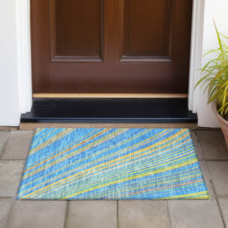 Piper Looms Chantille Stripes ACN981 Denim Machine Washable Area Rug Scatter Outdoor Lifestyle Image Feature