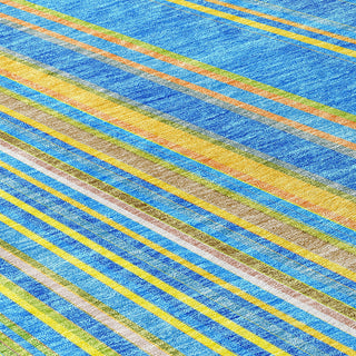 Piper Looms Chantille Stripes ACN981 Denim Machine Washable Area Rug Swatch Image
