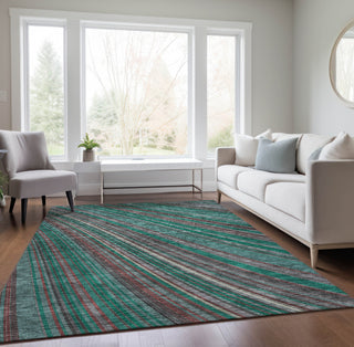 Piper Looms Chantille Stripes ACN981 Emerald Machine Washable Area Rug Lifestyle Image Feature