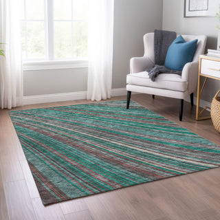 Piper Looms Chantille Stripes ACN981 Emerald Machine Washable Area Rug Lifestyle Image Feature