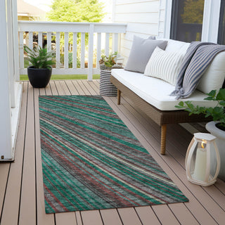 Piper Looms Chantille Stripes ACN981 Emerald Machine Washable Area Rug Runner Outdoor Lifestyle Image Feature