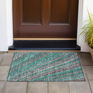 Piper Looms Chantille Stripes ACN981 Emerald Machine Washable Area Rug Scatter Outdoor Lifestyle Image Feature