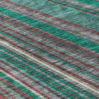 Piper Looms Chantille Stripes ACN981 Emerald Machine Washable Area Rug Swatch Image