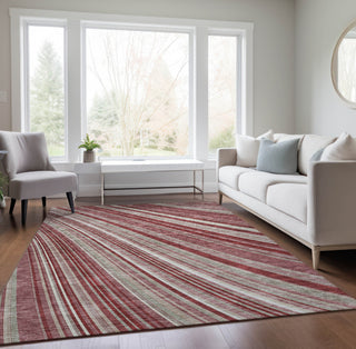 Piper Looms Chantille Stripes ACN981 Garnet Machine Washable Area Rug Lifestyle Image Feature