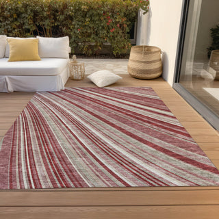Piper Looms Chantille Stripes ACN981 Garnet Machine Washable Area Rug Outdoor Lifestyle Image Feature