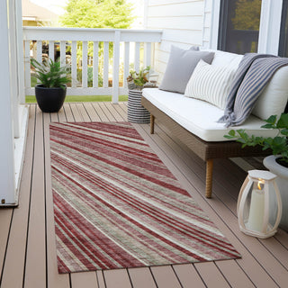 Piper Looms Chantille Stripes ACN981 Garnet Machine Washable Area Rug Runner Outdoor Lifestyle Image Feature