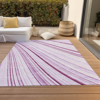 Piper Looms Chantille Stripes ACN981 Lavender Machine Washable Area Rug Outdoor Lifestyle Image Feature