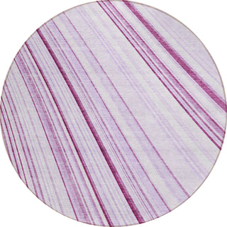 Piper Looms Chantille Stripes ACN981 Lavender Machine Washable Area Rug Round Main Image