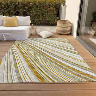 Piper Looms Chantille Stripes ACN981 Linen Machine Washable Area Rug Outdoor Lifestyle Image Feature