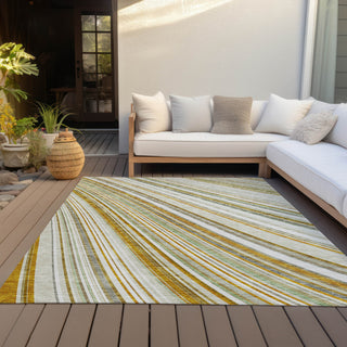 Piper Looms Chantille Stripes ACN981 Linen Machine Washable Area Rug Outdoor Lifestyle Image Feature
