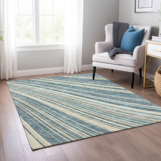 Piper Looms Chantille Stripes ACN981 Sky Machine Washable Area Rug Lifestyle Image Feature
