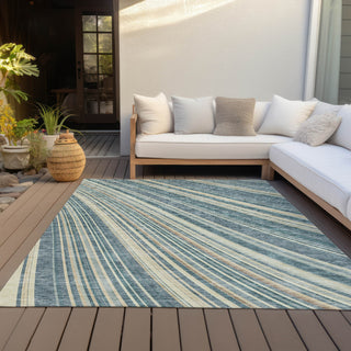 Piper Looms Chantille Stripes ACN981 Sky Machine Washable Area Rug Outdoor Lifestyle Image Feature
