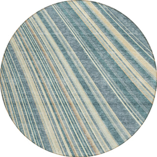 Piper Looms Chantille Stripes ACN981 Sky Machine Washable Area Rug Round Main Image
