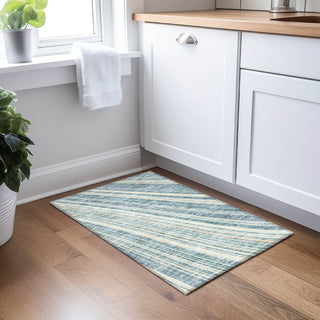 Piper Looms Chantille Stripes ACN981 Sky Machine Washable Area Rug Scatter Lifestyle Image Feature