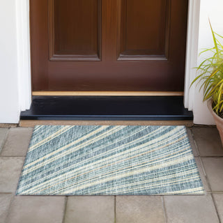 Piper Looms Chantille Stripes ACN981 Sky Machine Washable Area Rug Scatter Outdoor Lifestyle Image Feature
