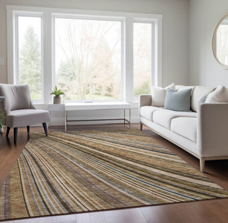 Piper Looms Chantille Stripes ACN981 Taupe Machine Washable Area Rug Lifestyle Image Feature